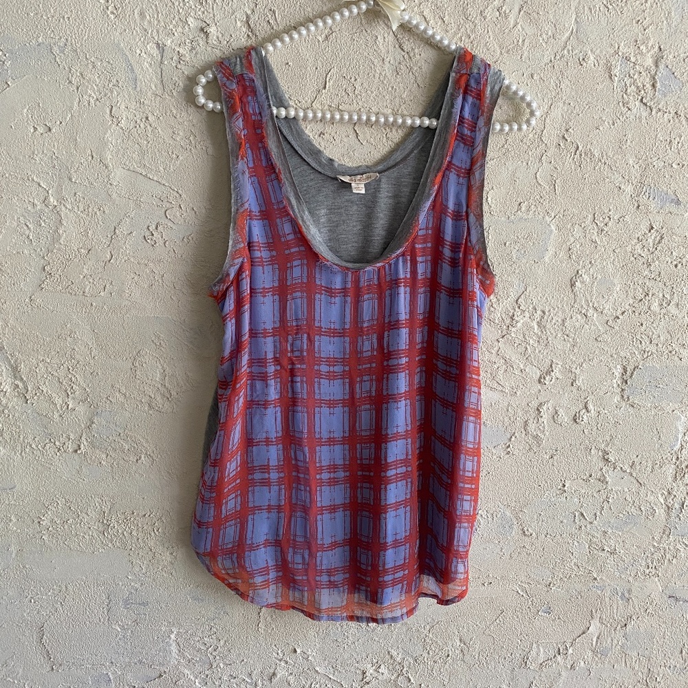 Ella Moss Gray Pink Orange Silk Knit Tank Top Sz S